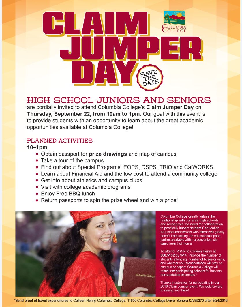 Events Claim Jumper Day Columbia College Events